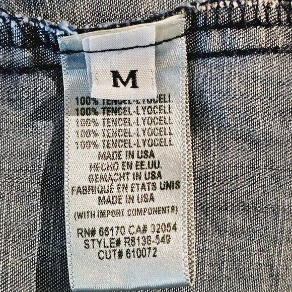 Anthropologie Cloth & Stone Tencil Chambray Bell Sleeve Open Back Dress, Sz M - Picture 10 of 10